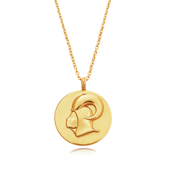 Culturesse She Is Aries 50cm Artisan 24K Gold Zodiac Pendant Necklace