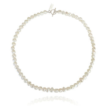 Culturesse Melody 40cm Freshwater Pearl Necklace - Silver