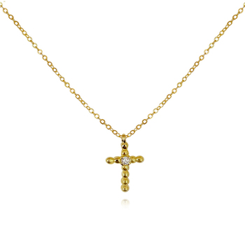 Culturesse Adina 50cm Beaded Cross Pendant Necklace - Gold Vermeil