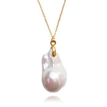 Culturesse Almeta 45cm Natural Baroque Pearl Pendant Necklace - Gold