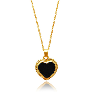 Culturesse Fabienne 49.5cm Black Onyx Heart Pendant Necklace - Gold