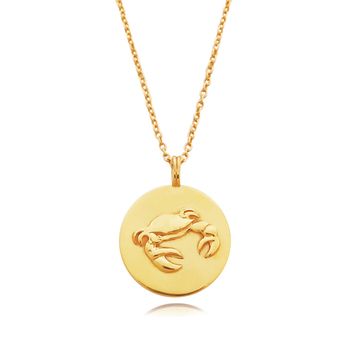 Culturesse She Is Cancer 50cm Artisan 24K Gold Zodiac Pendant Necklace