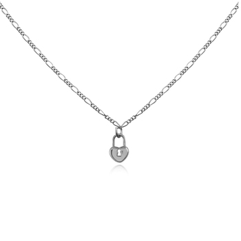 Culturesse Essie 50cm Fine Heart Padlock Pendant Necklace - Silver