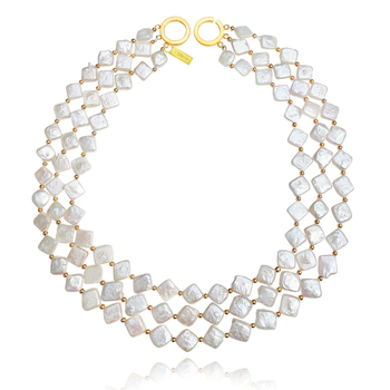 Culturesse Florence Luxury 45cm Diamond Pearl Layering Necklace