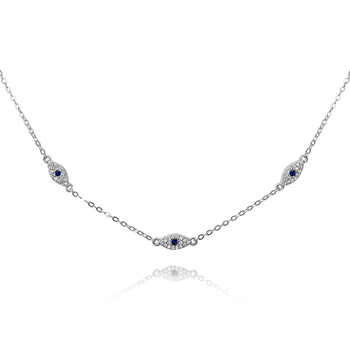 Culturesse Birdie 55.5cm Evil Eye Necklace/Choker - Silver