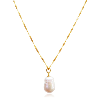 Culturesse Nova 18K Freshwater Pearl 45cm Pendant Necklace - Gold