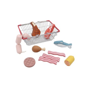 Kaper Kidz Wooden Meat & Fish Playset With Metal Basket