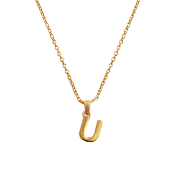 Culturesse 24K Gold Filled Initial U Pendant 50cm Necklace - Gold