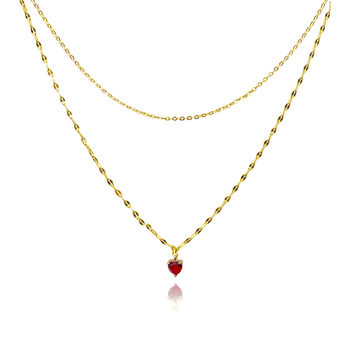 Culturesse Lorabelle 42cm French Dual Chain Heart Pendant Necklace