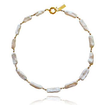 Culturesse Isis 42cm Baroque Pearl Necklace - White/Gold