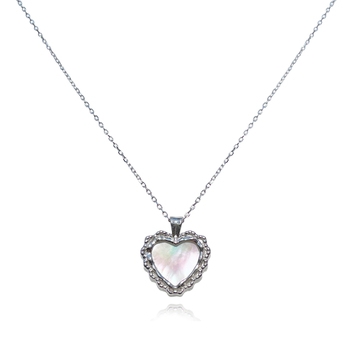 Culturesse Charme Mother of Pearl 50cm Heart Pendant Necklace - Silver