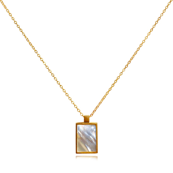 Culturesse Chantal Mother of Pearl 50cm Pendant Necklace - Gold Vermeil