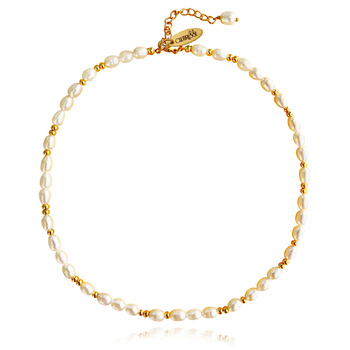 Culturesse Lola Beaded 48.5cm Freshwater Pearl Necklace - Gold/White