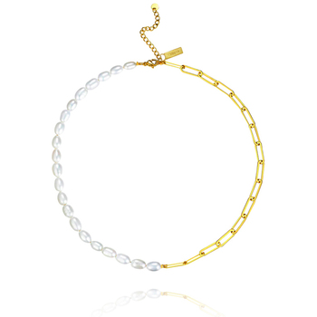 Culturesse Indira 45cm Freshwater Pearl Chain Necklace - White/Gold