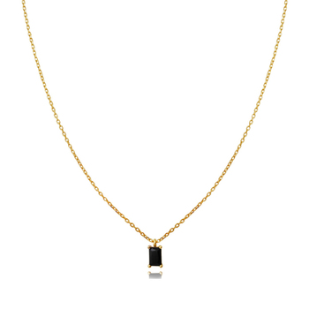 Culturesse Ezra 43cm Fine Black Zircon Pendant Necklace - Gold