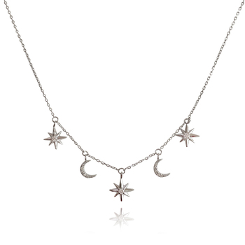 Culturesse Jayla Celestial Beauty 49.5cm Necklace - Silver