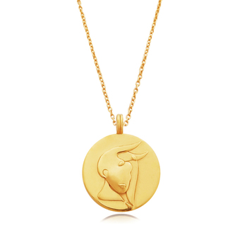 Culturesse She Is Taurus 50cm Artisan 24K Gold Zodiac Pendant Necklace