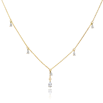 Culturesse Brita Dainty 49cm Teardrop Diamante Necklace - Gold