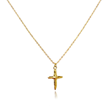 Culturesse Faith Textured 51cm Cross Pendant Necklace - Gold