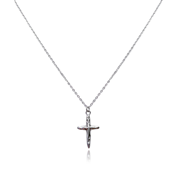 Culturesse Faith Textured 51cm Cross Pendant Necklace - Silver