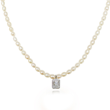 Culturesse Alaire Austrian Zircon 51cm Freshwater Pearl Necklace - Silver