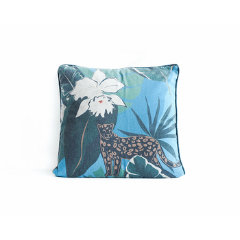 Rayell Indoor Square Cushion Jungle Leopard Ocean Blue 45x45cm