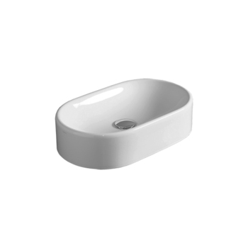 Simas FL13 Flow Ovale Countertop Wash-BasinNo Tap Hole White