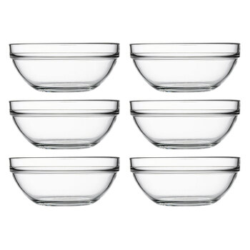 6PK Pasabahce Chefs 20cm Glass Bowl Round Tempered - Clear