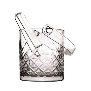 Pasabahce 13cm Timeless Glass Ice Bucket w/ Tongs 1L