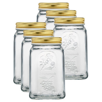 6PK Pasabahce Homemade 1000ml Glass Jar Storage w/ Lid - Clear