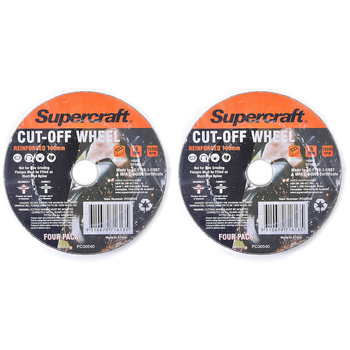 2PK 4pc Supercraft Masonry Cut-Off Wheel 100x3mm For 16mm Spindle