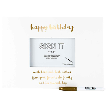 Happy B'day Signature Photo Frame With Marker Gold Foil