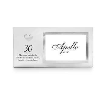 Happy 30th Birthday Heart Photo Frame Glass 6x4 Inch Novelty/Keepsake