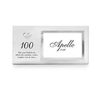 Happy 100th Birthday Heart Photo Frame Glass 6x4 Inch Novelty/Keepsake