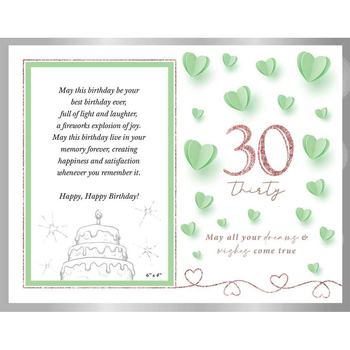 Sweet 30th Heart Glass Photo / Picture Frame 6x4 Inches