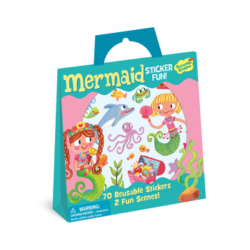 70pc Peaceable Kingdom Kids Reusable Stickers Mermaid Scene w/ Tote 3y+