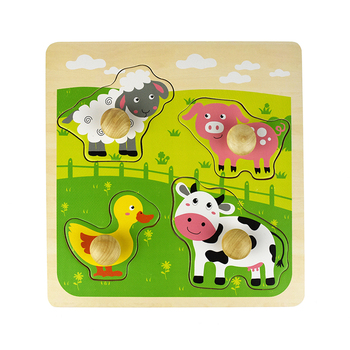 Kaper Kidz Farm Animal Large Peg Wooden Puzzle 10m+