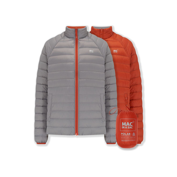 Mac In A Sac Adult Mens Polar Reversible Down Jacket - Orange/Grey - XL