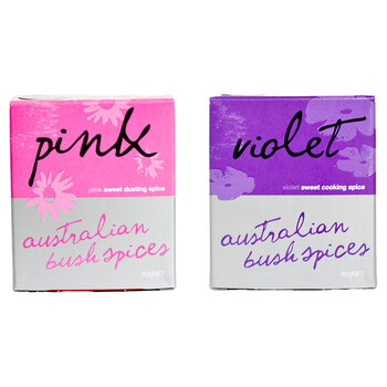 Australian Bush Spices Pink Sweet Dusting & Violet Sweet Cooking Blends