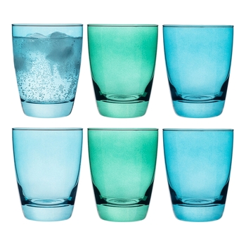 6pc Porto Estelle 300ml Glass Tumbler Cup Set Round - Green