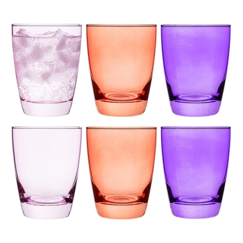 6pc Porto Estelle 300ml Glass Tumbler Cup Set Round - Pink