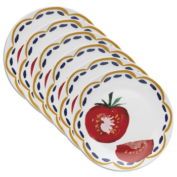 6PK Porto Cucina 20cm Porcelain Side Plate Round - Tomato