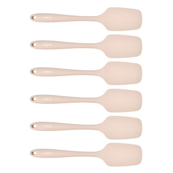 6PK Porto Zest Silicone 29cm Flat Spatula Kitchen Cooking Utensil - Almond