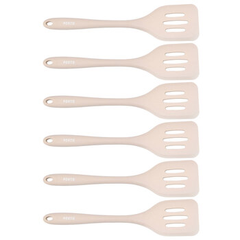 6PK Porto Zest Silicone 27cm Slotted Turner Kitchen Utensil - Almond