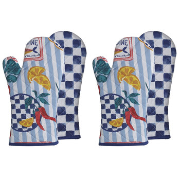 2PK 2pc Porto Cucina Cotton 32cm Oven Glove Kitchen Cooking Mitts