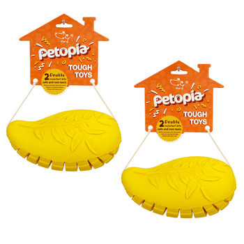 2PK Petopia Ultra Tough 11cm Rubber Mango Magic Dog Toy Small - Yellow