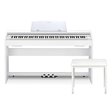 Casio PX-770WE Privia 88-Note Digital Electric Piano Set w/Stool - White