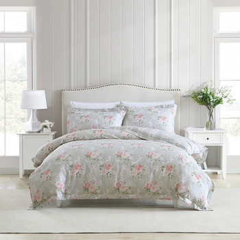 Laura Ashley Single Bed Melany Quilt Cover Set Pink/Grey