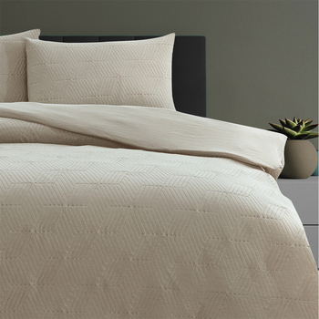 Ardor Boudoir King Bed Maxwell Pinsonic Embossed Quilt Cover Set Tan