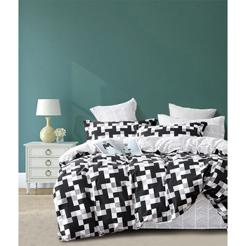 Ardor Double Size Emerson Cotton Quilt Cover Bedding Set Black